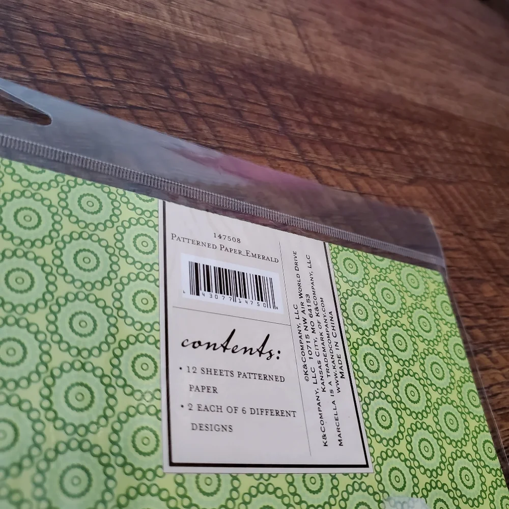 K and Company Marcella Fresh Paint Scrapbooking Paper Designer Pattern Green New